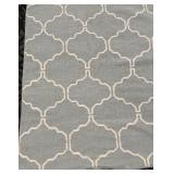 Area Rug - Blue/Grey & White Quatrefoil Trellis Pattern - 8" x 11