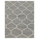 Area Rug - Blue/Grey & White Quatrefoil Trellis Pattern - 8" x 11