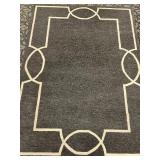Geometric Border Rug - Dark Gray & Cream - 8