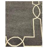 Geometric Border Rug - Dark Gray & Cream - 8