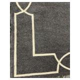Geometric Border Rug - Dark Gray & Cream - 8