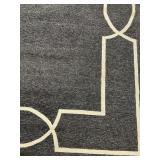 Geometric Border Rug - Dark Gray & Cream - 8