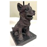 Dog Statue Lamp Set - Black Ceramic Table Lamp & Dog Figurine Accent, Vintage Decor