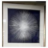Framed Starburst Abstract Art Print - White Mat & Brushed Metal Frame