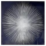 Framed Starburst Abstract Art Print - White Mat & Brushed Metal Frame