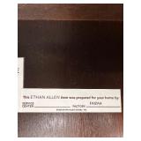 Ethan Allen Dark Walnut Coffee Table - Gold Trim & Block Legs