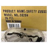MSRP $300 1 Case (20 Goggles) High Quality Ultimate Industrial Inc Safety Goggles SG-204 Anti Fog Protective Scratch Resistant UV Ventilated Clear Goggles Fits Over Glasses Adjustable Bands For At Wor