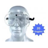 MSRP $300 1 Case (20 Goggles) High Quality Ultimate Industrial Inc Safety Goggles SG-204 Anti Fog Protective Scratch Resistant UV Ventilated Clear Goggles Fits Over Glasses Adjustable Bands For At Wor