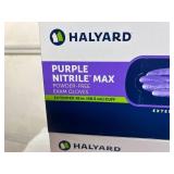 MSRP $300 = 4 Boxes (200 gloves) HALYARD Purple Nitrile MAX Exam Gloves, TEXTURED PALM & FINGERTIPS!!!, Powder-Free, Puncture Resistant THICK 11.8 mil, Extended 16" Cuff, X-Large *maximum protecti