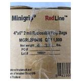NEW Case Minigrip Red Line Reclosable Poly Bags – 4"x6", 2-Mil Thick, 1,000 Bags/Case – Durable, Easy-to-Use Red Zipper – Ideal for Small Parts, Crafts, Food Storage & Organization