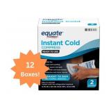MSRP $250 = 1 Case (12-2 Count Boxes per case) NEW Equate WAL148010 5.75" x 8.5" Single-Use Instant Cold Compresses - Fast Pain Relief, Direct-To-Skin Application, Convenient and Portable