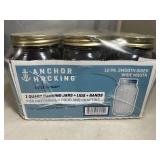 New Case of 12 Anchor Hocking 1 Quart Canning Jars with Lids - Wide Mouth