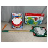 3 New Hape Toys, Drum, Bath Fishing Set, Nature Net