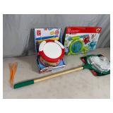3 New Hape Toys, Drum, Bath Fishing Set, Nature Net