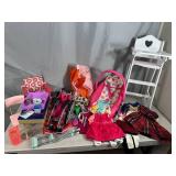 Assorted Toys, Doll Clothing, High Chair, and More