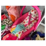 Assorted Toys, Doll Clothing, High Chair, and More