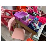 Assorted Toys, Doll Clothing, High Chair, and More