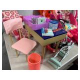 Assorted Toys, Doll Clothing, High Chair, and More