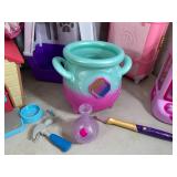 Large Lot of Toys, Dog Houses, Claw Game, Suitcase, Blanket, and More