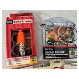 New Beer Can Chicken Roaster, Cedar Grilling Wraps, Spice Grinder