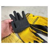 New Dewalt Leather Gloves and Coated Gripper Work Gloves - Size L