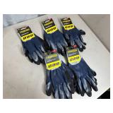 5 New Pairs of True Grip Water Resistant Work Gloves - Size L