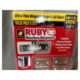 8 New Pairs of Ruby Monkey Magnets
