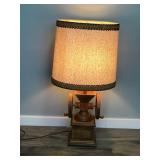 Table Lamp with a Wood Vintage Coffee Grinder Base