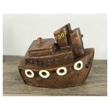Brown Toot Toot Tugboat Vintage Cookie Jar 1950s By Treasure Craft