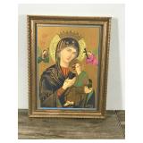 Framed Picture of Mother Mary, Jesus and 2 Angels