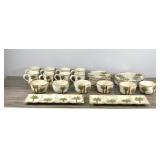 30 Piece Dinnerware Set - Tabletops Unlimited Fiji Palm Tree Hand Painted Dish ware Set