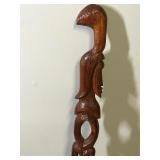 Solid Wood Cane with African Tribal Design