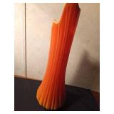 Vintage L. E. Smith Bittersweet orange swung glass vase from 1960