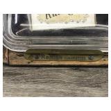Vintage Raleigh Cigarettes Ashtray - Glass Top, Wood Base and Metal Plate on Back