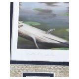 Framed, Signed Print by Leo Stans - “Boundary Waters” - Also has 2 Coins and Stamp