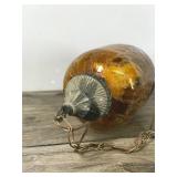 Vintage Large Swag Lamp Amber Crackle Glass Hanging Light