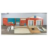 Vintage Fire Department Pressed Wood Toy House