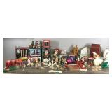 Lot of Christmas Items - Ornaments - Candles - Candle Holders - Lenox Coffee Thermos - Precious Moments Lighted House - Christmas Tags - Figurines and More