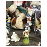 Lot of Christmas Items - Ornaments - Candles - Candle Holders - Lenox Coffee Thermos - Precious Moments Lighted House - Christmas Tags - Figurines and More