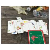 Lot of Christmas Items - Ornaments - Candles - Candle Holders - Lenox Coffee Thermos - Precious Moments Lighted House - Christmas Tags - Figurines and More