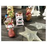 Lot of Christmas Items - Ornaments - Candles - Candle Holders - Lenox Coffee Thermos - Precious Moments Lighted House - Christmas Tags - Figurines and More
