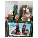 Lot of Christmas Items - Ornaments - Candles - Candle Holders - Lenox Coffee Thermos - Precious Moments Lighted House - Christmas Tags - Figurines and More