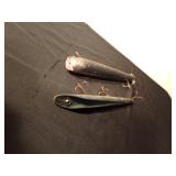 2 Vintage wooden Musky fishing lures (1 with metal tail)