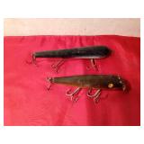 Vintage wooden and plastic with glass eyes Musky fishing lures