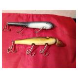 Vintage wooden and plastic with glass eyes Musky fishing lures