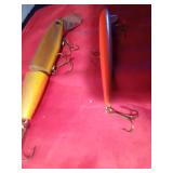 1 Depth Raider Butchertail Jointed body Musky fishing lure and a large Rapala fishing lure