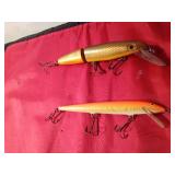 1 Depth Raider Butchertail Jointed body Musky fishing lure and a large Rapala fishing lure