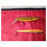 1 Depth Raider Butchertail Jointed body Musky fishing lure and a large Rapala fishing lure