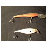 Wooden musky lure and a Rapala Minnow stylet lure