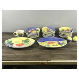 Lot of Hand Painted Dishware with Fruit Design
